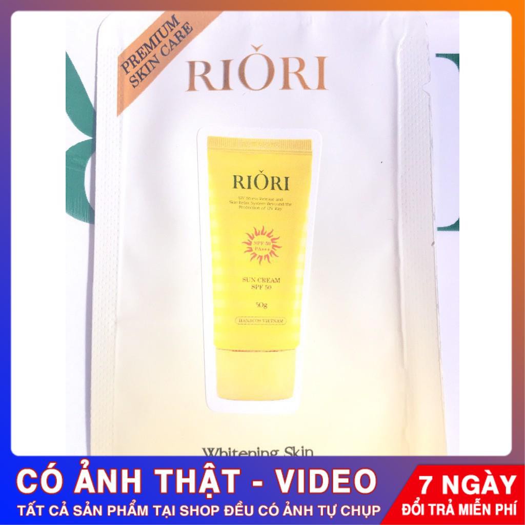 KEM CHỐNG NẮNG RIORI SUN CREAM SPF50  dưỡng trắng da, ngăn ngừa lão hóa, giảm nếp nhăn trên da.