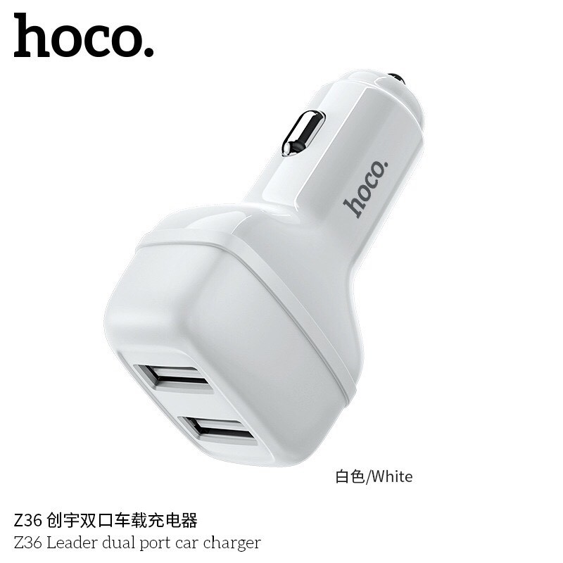 Tẩu sạc xe hơi củ sạc xe hơi sạc nhanh không nóng máy kết nối 2 cổng usb Hoco Z36