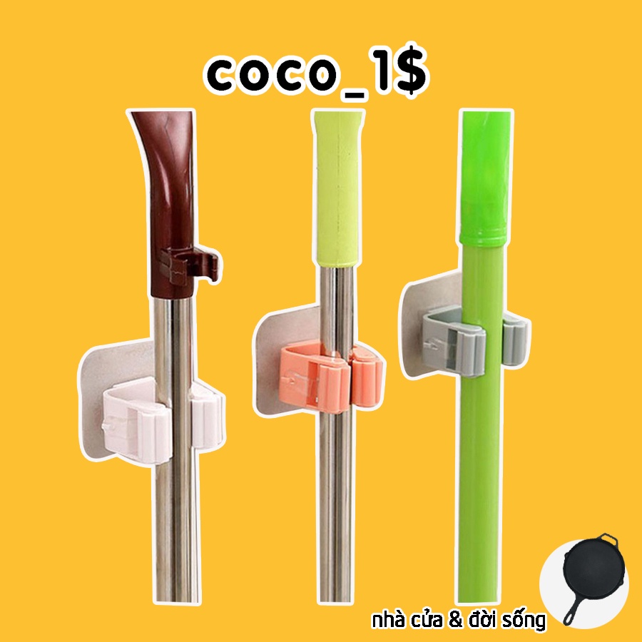Móc dán tường kẹp giữ cây lau nhà, móc treo chổi chịu lực