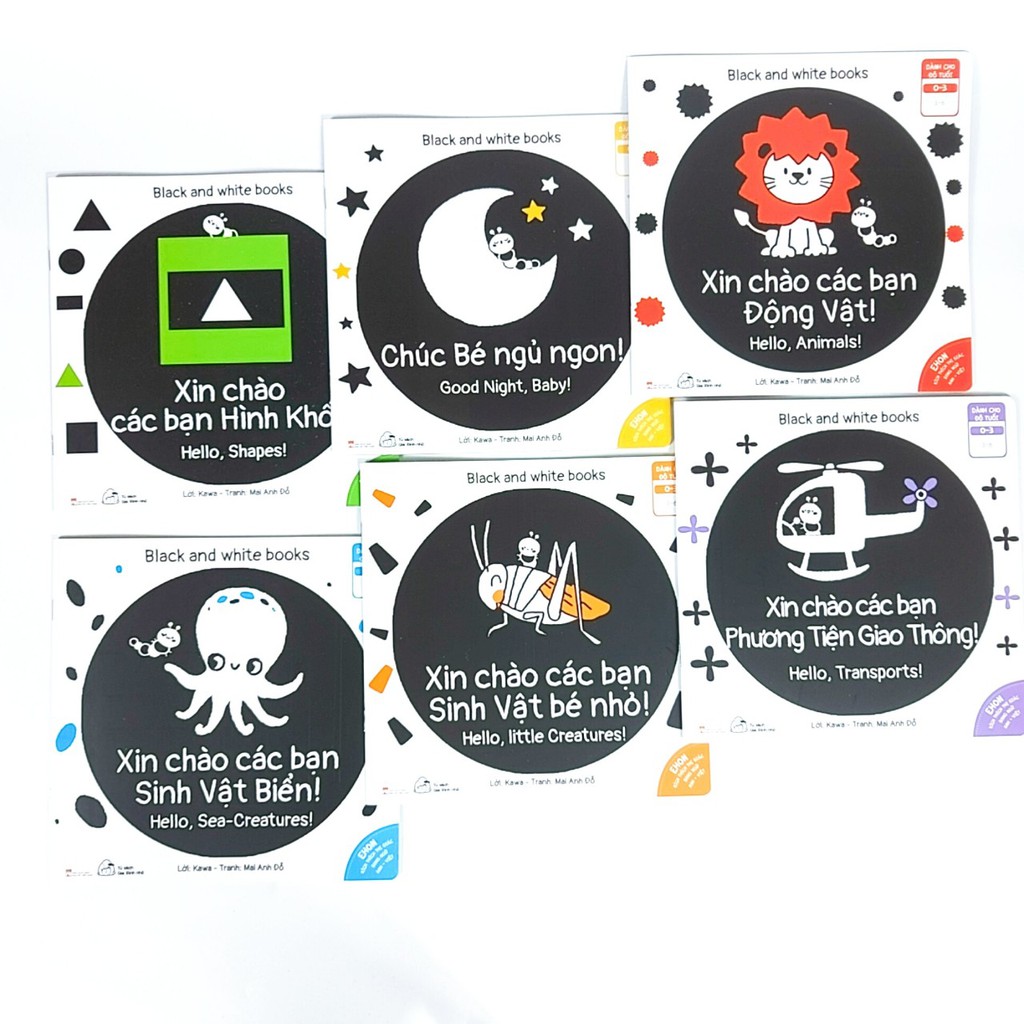 Sách- Ehon Kích Thích Thị Giác Black and white (tặng kèm bóng vải) Monty club