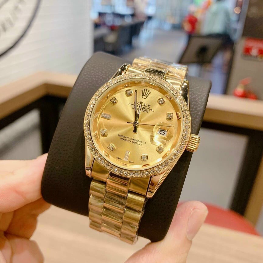 [Fullboxx 1:1] Đồng hồ nam Rolex - viền đá dây kim loại chống nước