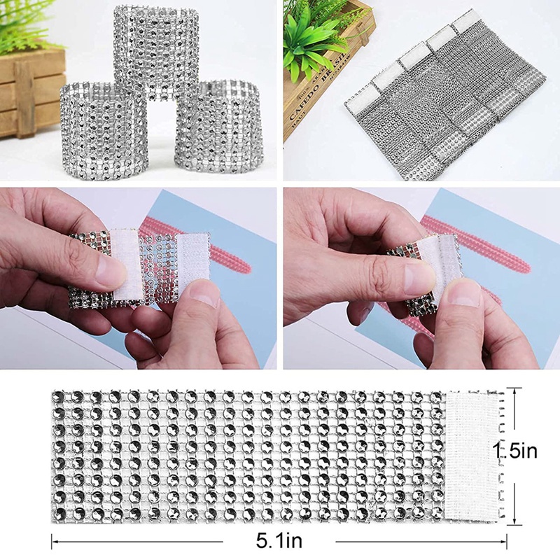 Bộ 100 Vòng Nhẫn Đính Đá Tự Dính Dùng Một Lần Trang Trí Bàn Ăn Giáng Sinh