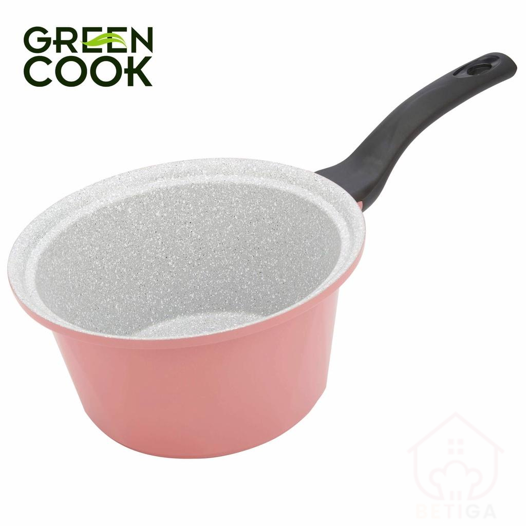 Nồi bếp từ đúc Ceramic chống dính vân đá hồng pastel Green Cook GCS02