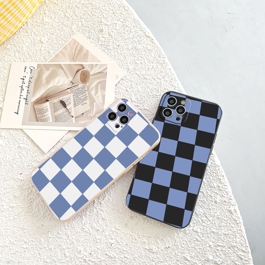 Ốp lưng iphone Blue Caro cạnh vuông 6/6plus/6s/6splus/7/7plus/8/8plus/x/xs/11/12/13/14/pro/max/promax/plus/shin/case
