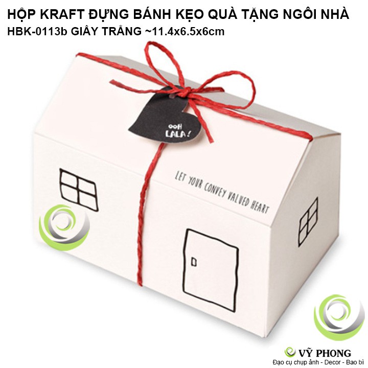 HỘP GIẤY CRAFT HÌNH NGÔI NHÀ VINTAGE ĐỰNG BÁNH KẸO QUÀ TẶNG  PHONG CÁCH HÀN QUỐC HBK-0113