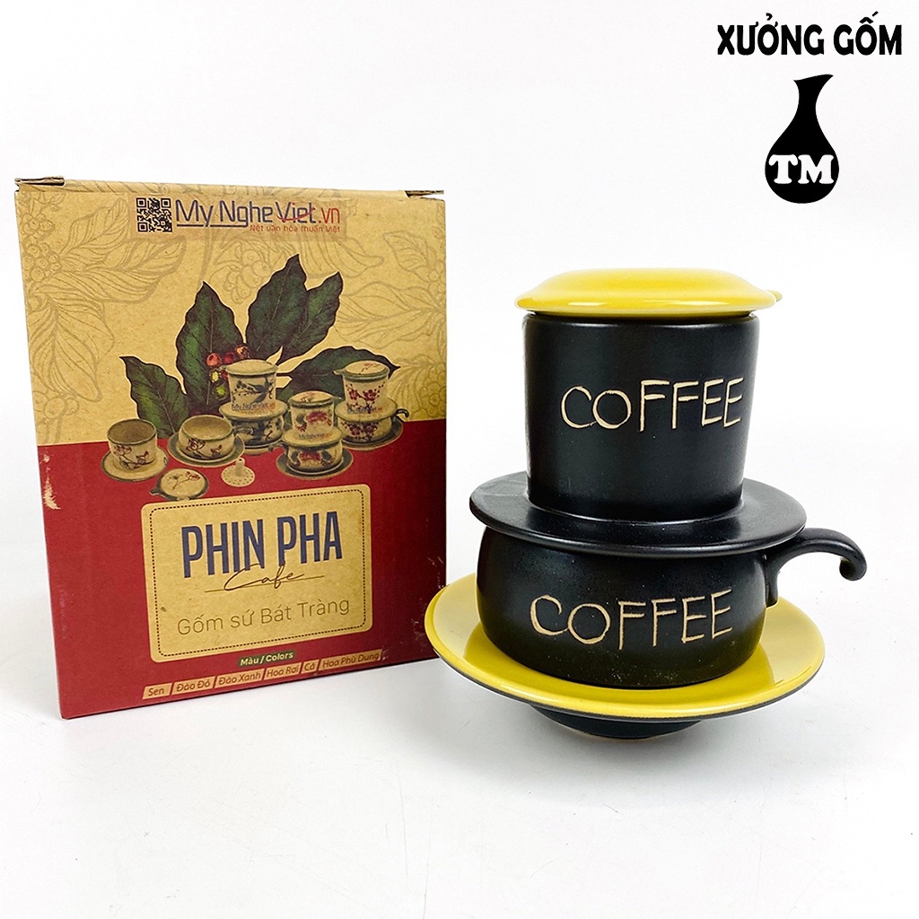 Bộ phin pha cafe 5 màu Fin sứ cao cấp Xưởng Gốm TM Bát Tràng