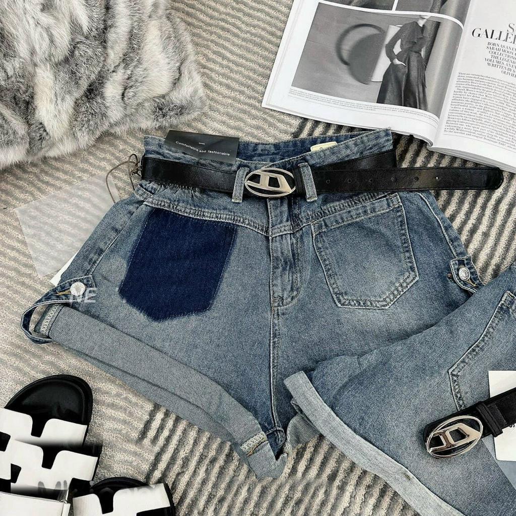 [SONB822]QUẦN SHORT JEAN ĐÙI NỮ LƯNG CAO CHỈNH LAI PHỐI 2 TÚI ĐẬM NHẠT MÀU XANH ĐẬM XANH NHẠT SIÊU MÁT MẺ DỄ PHỐI ĐỒ CỰC