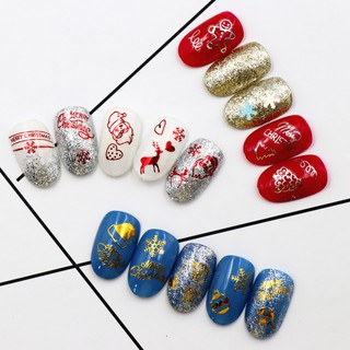 [ FREESHIP 50K ] Đề can móng tay 3D Santa vàng đỏ ánh hình giáng sinh nghệ thuật trang trí móng