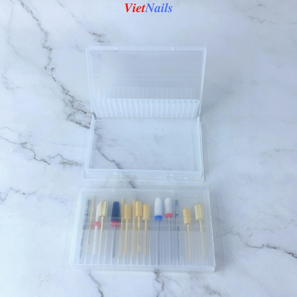 Hộp Đựng Đầu Mài Móng 20 Lỗ Bằng Nhựa – Hộp Đựng Đầu Mài Màu Trắng Trong