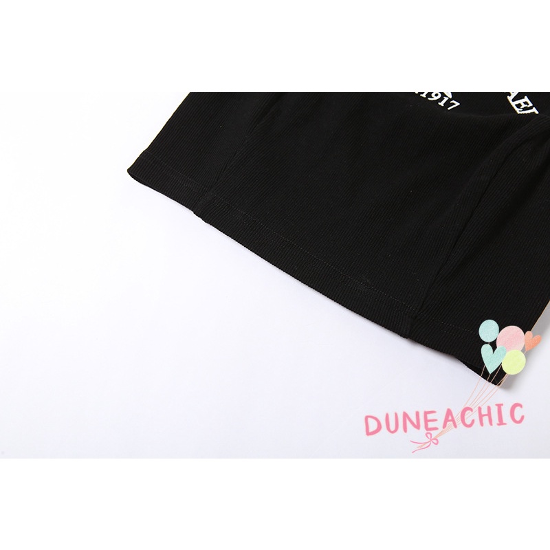 DUNEA Áo Tank Top Cổ Tròn In Chữ Phong Cách Đường Phố Cá Tính Cho Nữ