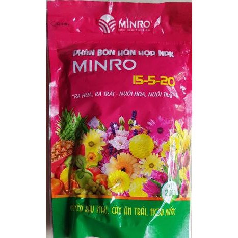 Phân tím MINRO 15-5-20 (200gr) hỗn hợp NPK giúp cây ra hoa ra trái nuôi hoa nuôi trái