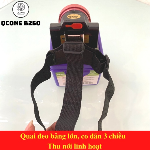 Đèn pin đội đầu siêu sáng QCONE B250 pin chuẩn Lithium dung lượng 1800mAh 2 chế độ sáng mạnh và yếu