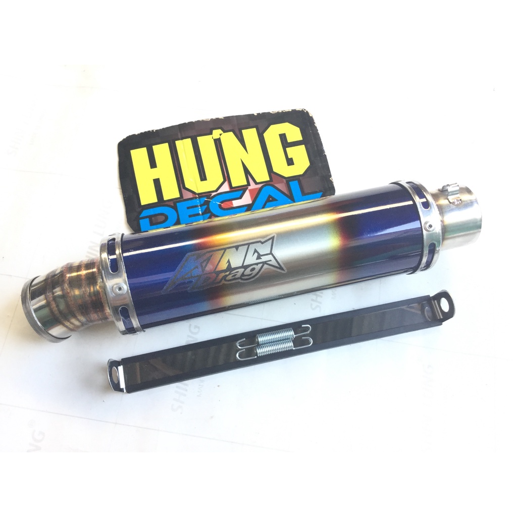 Bộ pô KING DRAG 7 MÀU full cổ 2 khúc inox 304 exciter, WINER, SONIC, satria, RAIDER FI, GSX