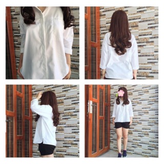 Sơ Mi Oversize trắng phối túi xẻ