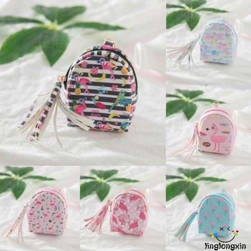 Túi Mini Đựng Tiền Xu Họa Tiết Hồng Hạc Dễ Thương Cho Nữ