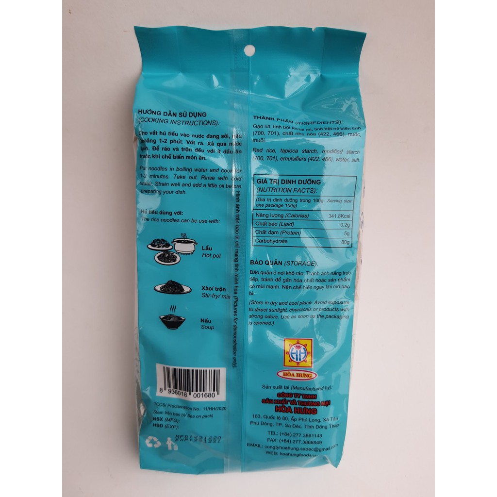 Hủ tiếu gạo lứt khô Sa Đéc 200g, hủ tiếu gạo lức thực dưỡng, Eatclean