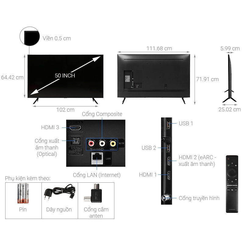 Smart Tivi Samsung 4K 50 inch UA50TU8100 Model 2020 | BigBuy360 - bigbuy360.vn