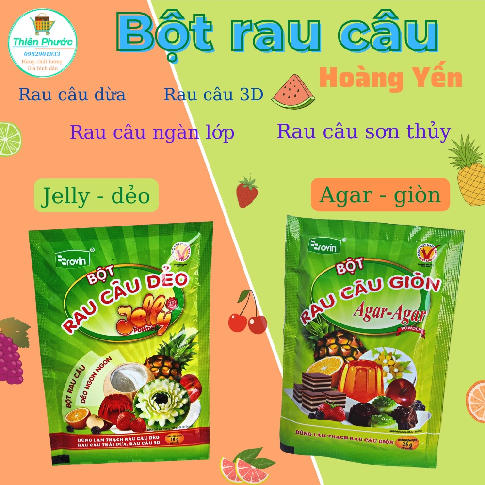 Bột rau câu giòn, rau câu dẻo 3D hiệu Hoàng Yến - 1 gói