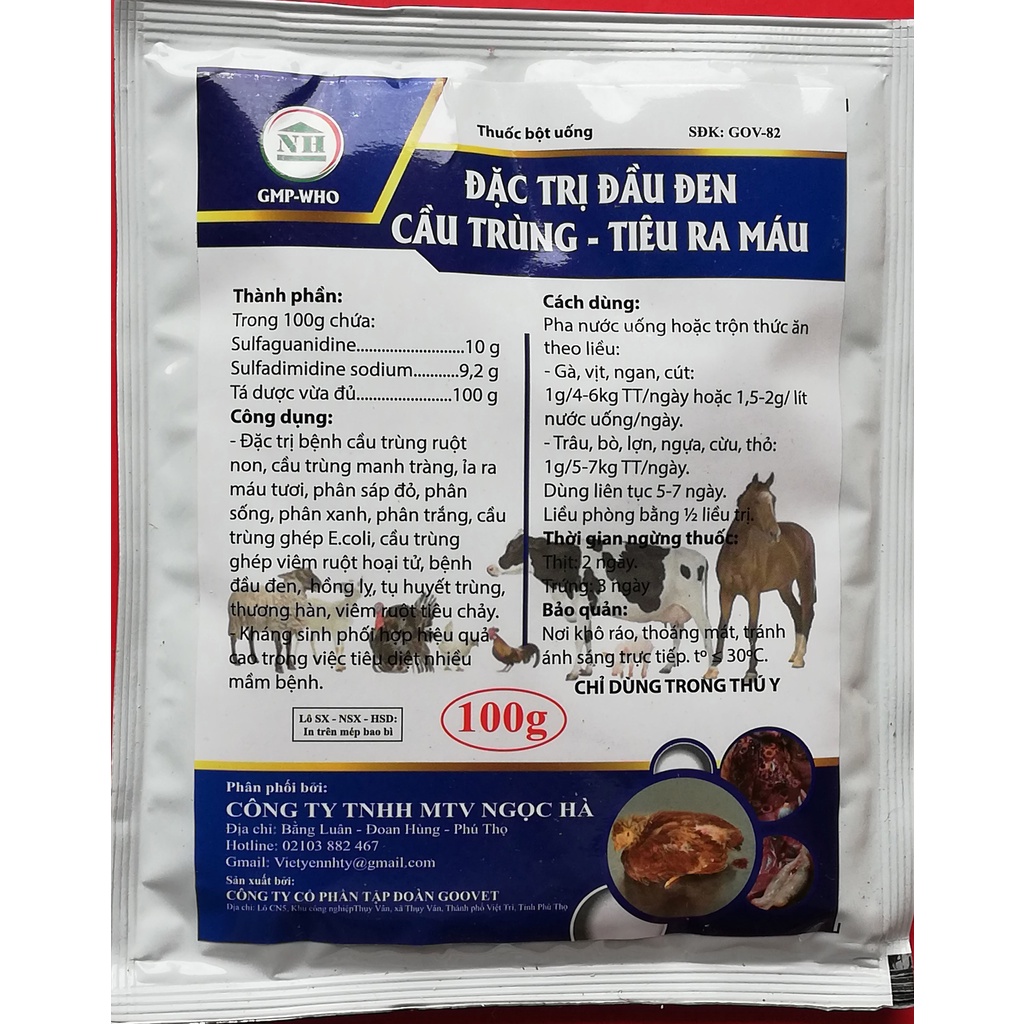 1 gói Sulfa 100g Công ty Ngọc Hà Chuyên dùng cho gia súc, gia cầm, chim cảnh