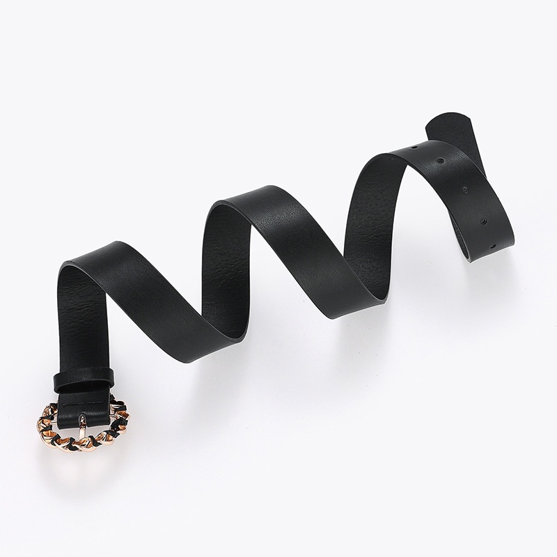 Thắt lưng da pu màu trơn khóa vặn đơn giản thời trang cho nữ