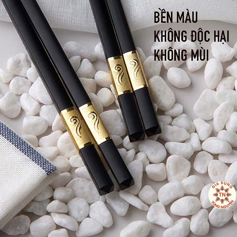 Bộ 10 Đôi Đũa Mạ Vàng, Đũa Hợp Kim Chống Mốc Hàn Quốc [ĐŨA]