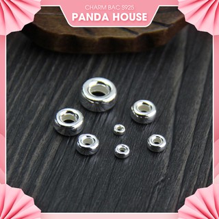 💖 Charm bạc 925 hình tròn dẹp - hạt cườm bạc