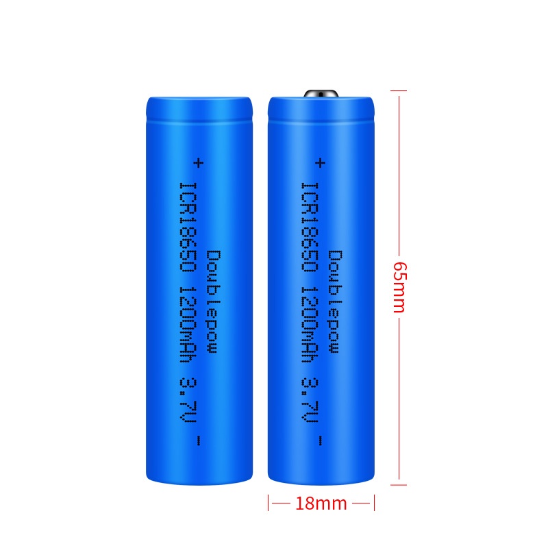 Pin sạc 18650 Lithium 1200mAh (xanh) đầu nhọn/bằng chính hãng Doublepow công suất cao