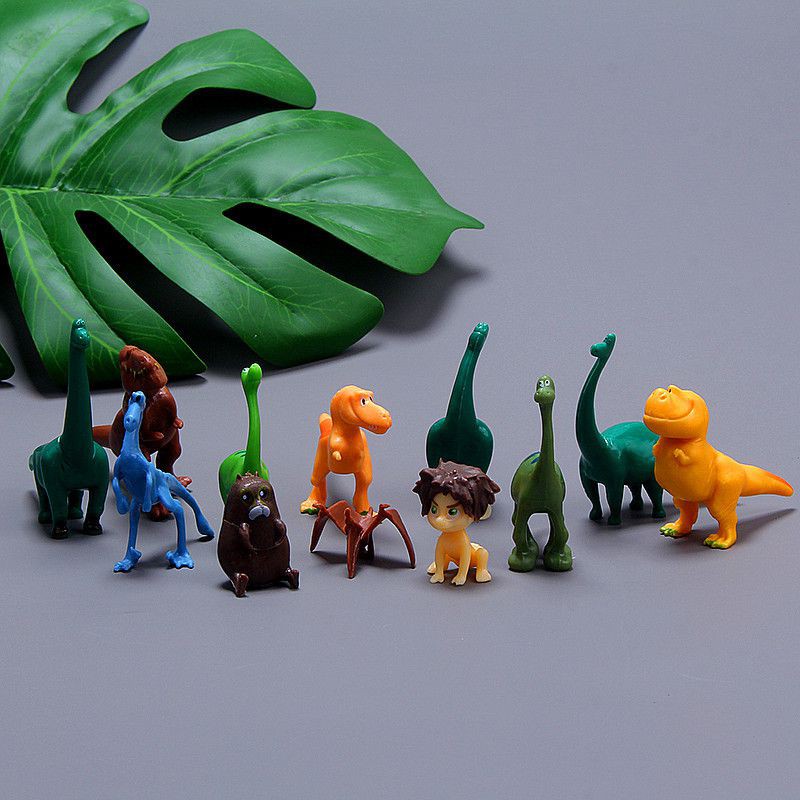 Bộ 12 mô hình nhân vật khủng long mini xinh xắn trang trí bánh