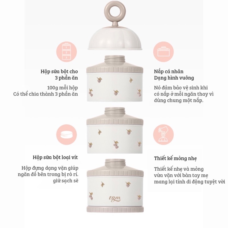 Hộp chia sữa 3 ngăn TGM Hàn Quốc cho bé HOP01