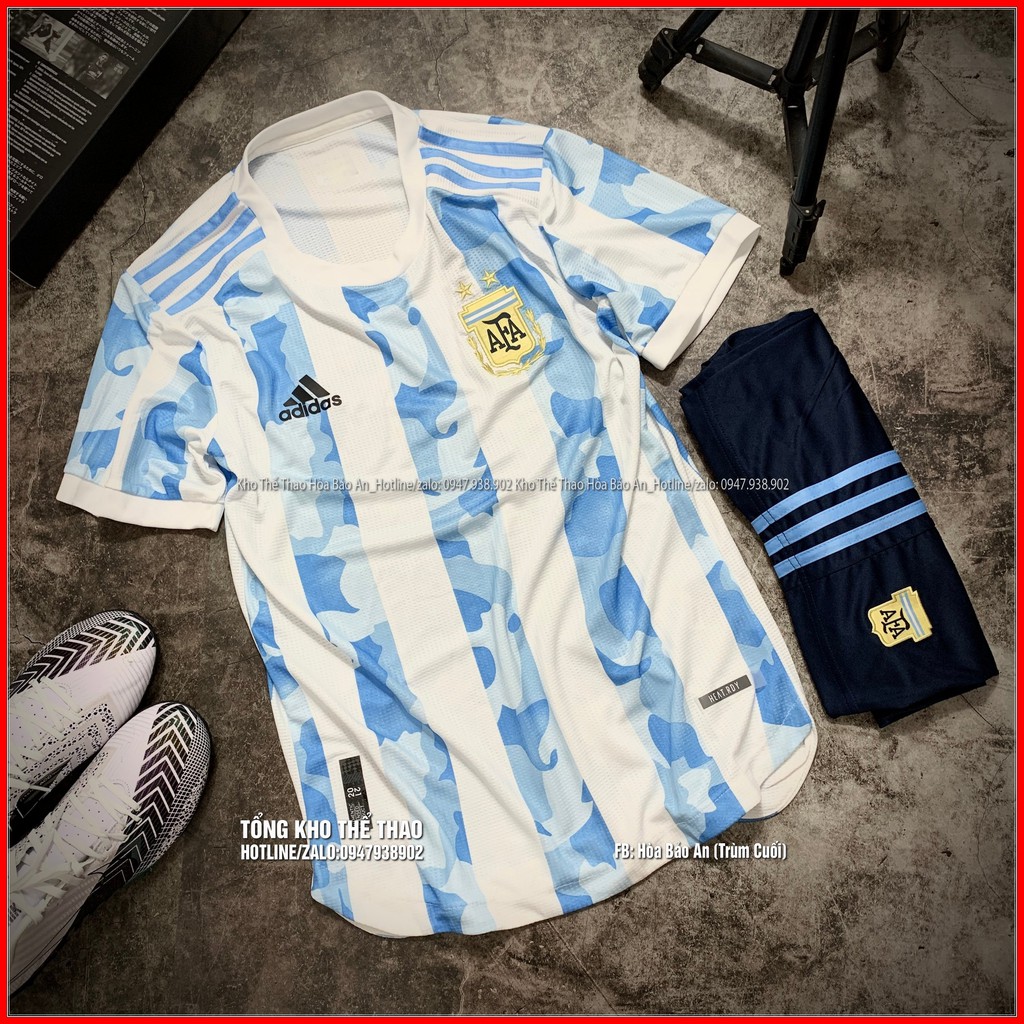 Mẫu Áo Argentina/ FREESHIP/ Bộ quần áo bóng đá Đội Tuyển Argentina 2021 Vải thái cao cấp phom 43-90kg
