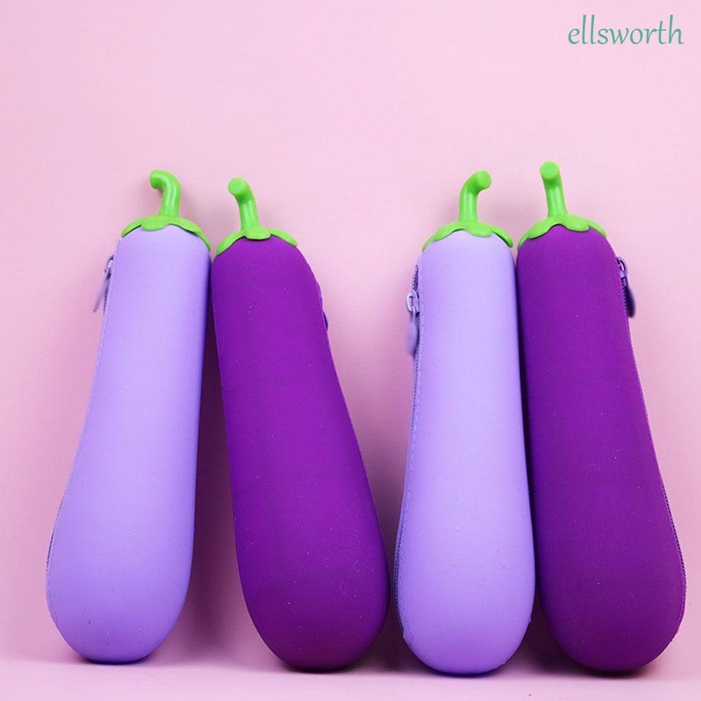 Túi đựng bút cỡ lớn hình rau củ dễ thương bằng silicon cho học sinh