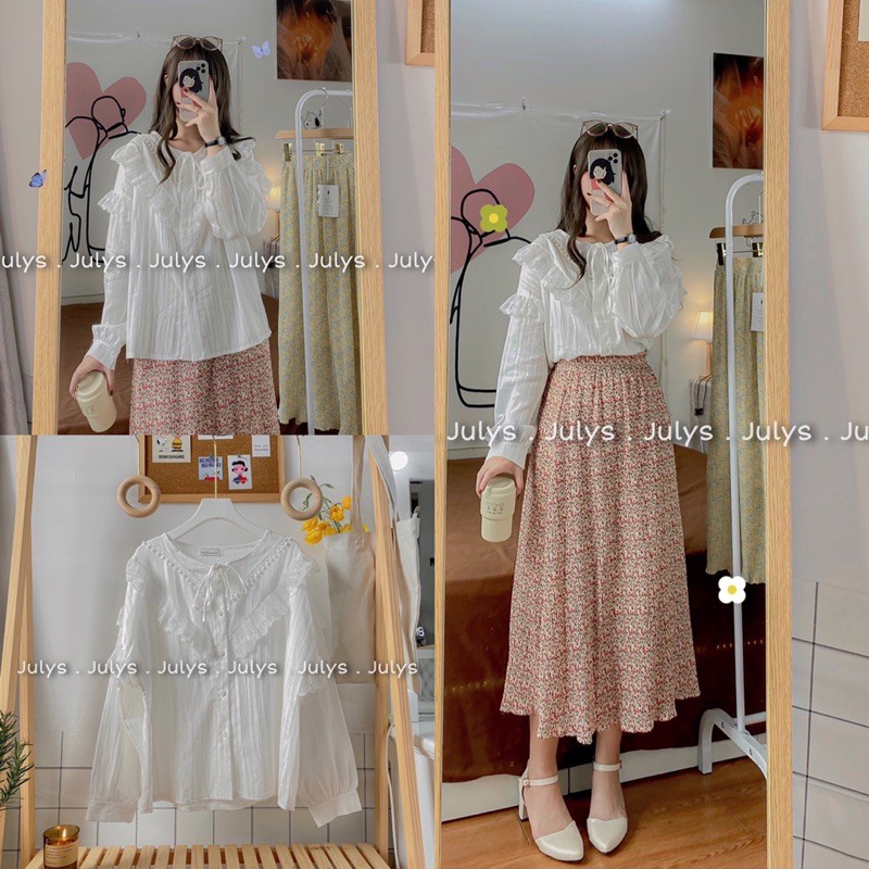 Chân váy midi hoa nhí quảng châu (ảnh thật shop chụp kèm video cận chất) | BigBuy360 - bigbuy360.vn