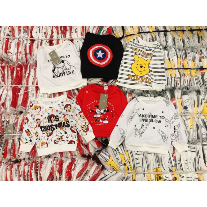 COMBO 3 ÁO NỈ HOẠT HÌNH CHO BÉ