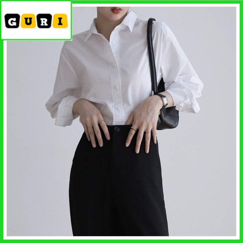 Sơ mi nữ dài tay TRƠN Basic Unisex Dáng Rộng Trắng và Đen Kiểu áo sơ mi nữ tay dài form rộng suông ASM05
