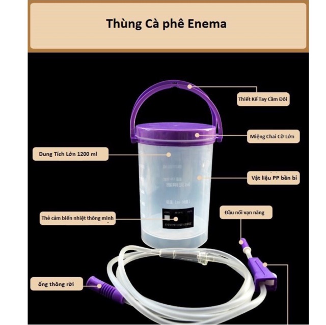 BỘ TRUYỀN ENEMA Thông Minh ( bộ xúc ruột), bình truyền enema. enema bag kit Bộ dụng cụ thải độc cà phê Enema- gerson.