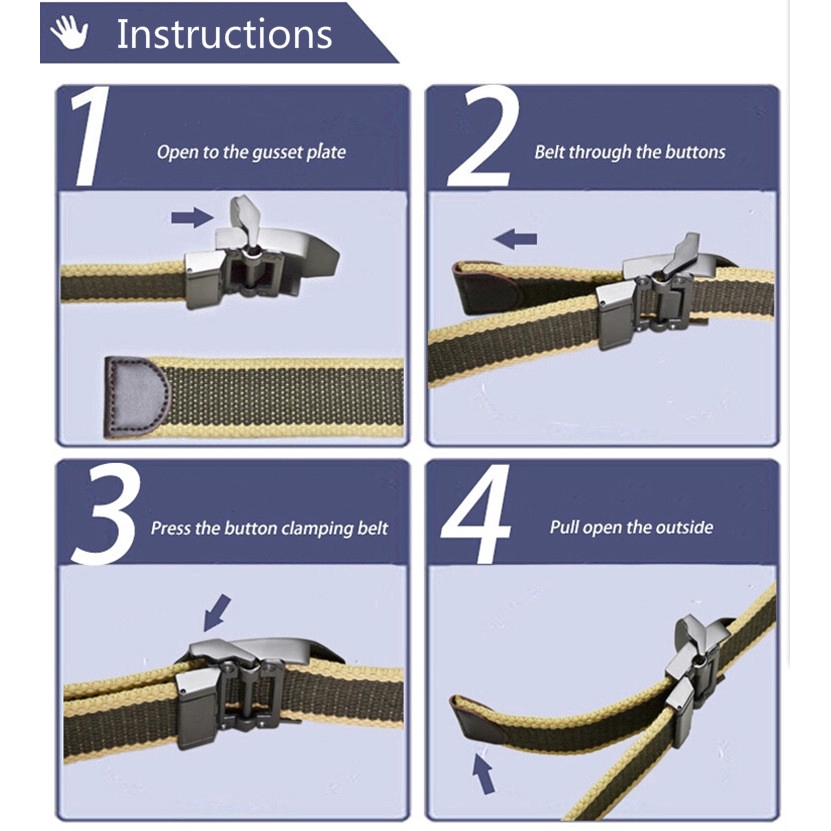 Men Tactical 3.8cm Width Metal Buckle Male