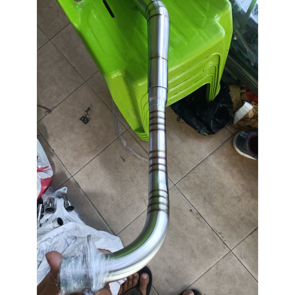 Cổ pô 2 khúc Dream, Wave, Sirius inox 304 tít sâu titan