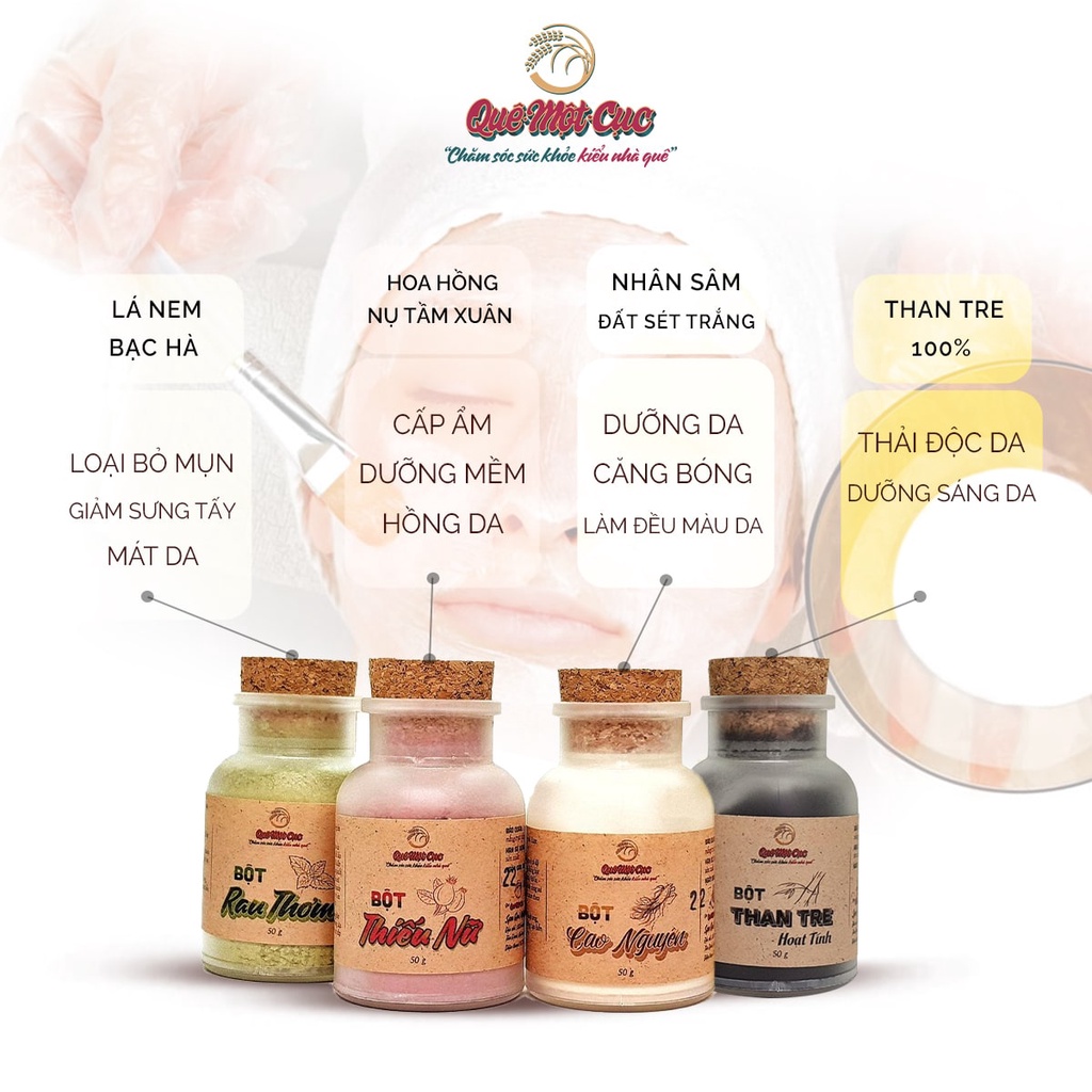 Mặt nạ (cao cấp) dưỡng da / mask dưỡng da sạch mụn dùng tại spa QUÊ MỘT CỤC 50g (handmade)