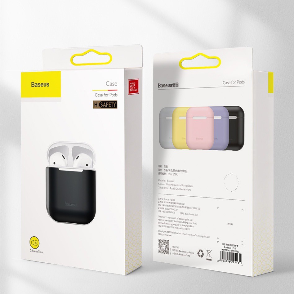 Bao case silicon siêu mỏng cho tai nghe Apple Airpods 1 / 2 hiệu Baseus Ultra thin mỏng 0.88mm) - Hàng chính hãng