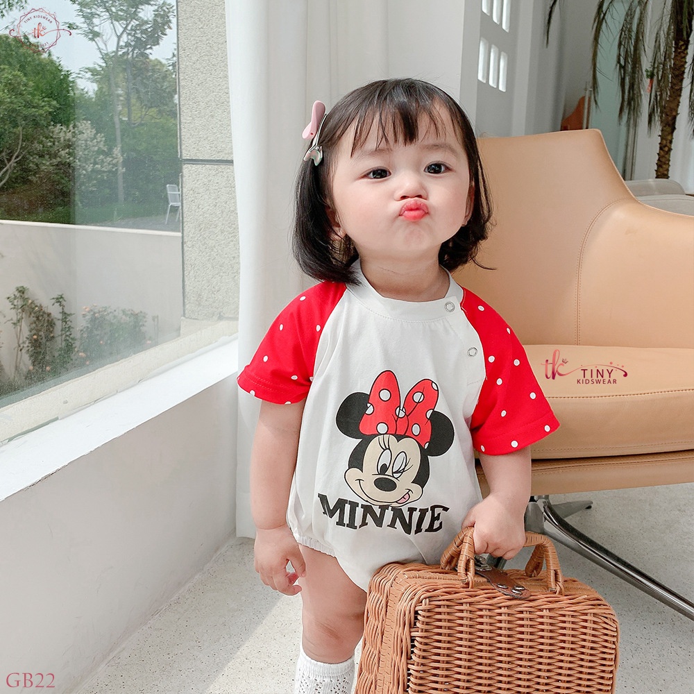 Body chip cộc tay in hình Mickey Minnie đỏ cho bé gái từ 5-11kg [GB22]