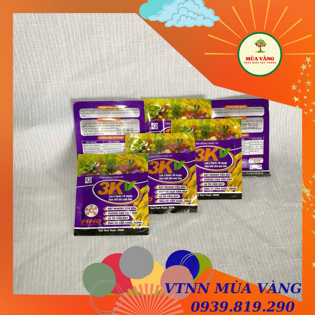 PHÂN BÓN LÁ BỔ SUNG DINH DƯỠNG ĐA CHỨC NĂNG " 3K "_GÓI 20ML