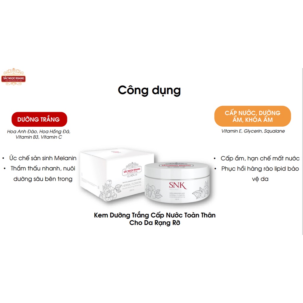 Kem Body dưỡng trắng cấp nước toàn thân Sắc Ngọc Khang 150ml