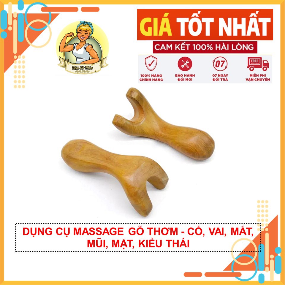 Dụng Cụ Massage Gỗ Thơm - Cổ, Vai, Mắt, Mũi, Mặt - Kiểu Thái