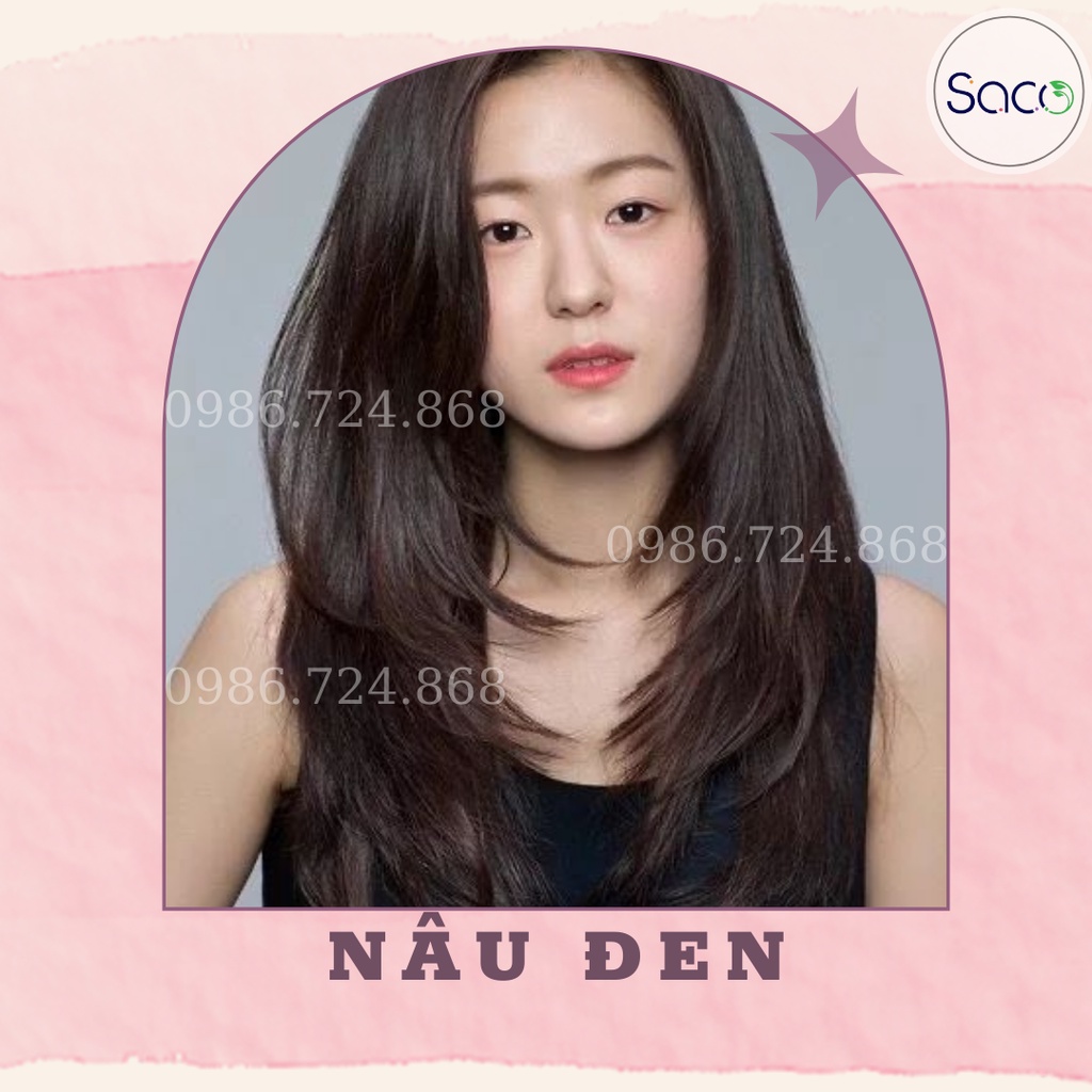 Dầu gội nhuộm Màu Nâu Đen Saco Dark Brown 02 thảo dược thiên nhiên không gây hư tổn cho tóc