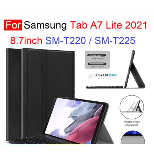 Bao Da Máy Tính Bảng Kèm Bàn Phím Không Dây Cho Samsung Tab A7 Lite 2021 T220 T225 8.7inch