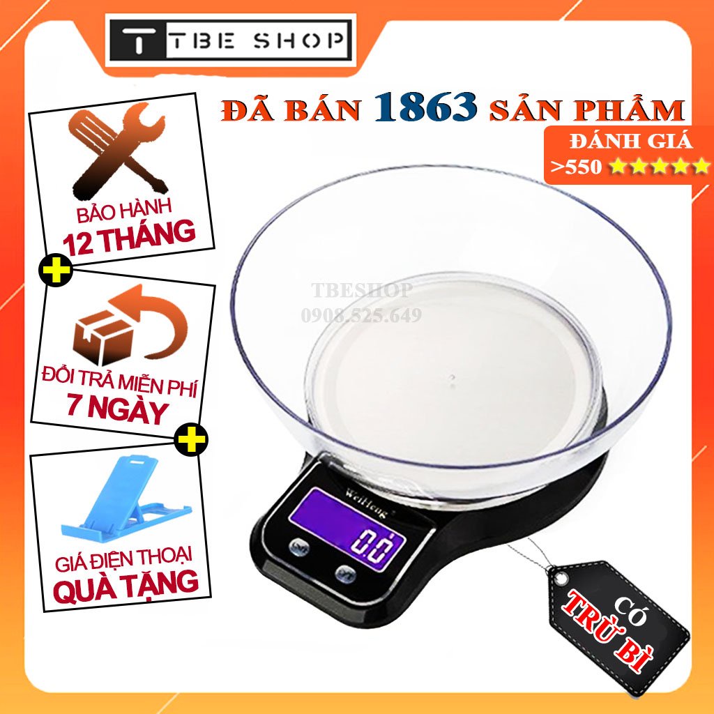 Cân Tiểu Ly Điện Tử Nhà Bếp 5kg WH B21 Tặng Tô 800ml ( Bảo Hành 1 Năm ) TBE Shop