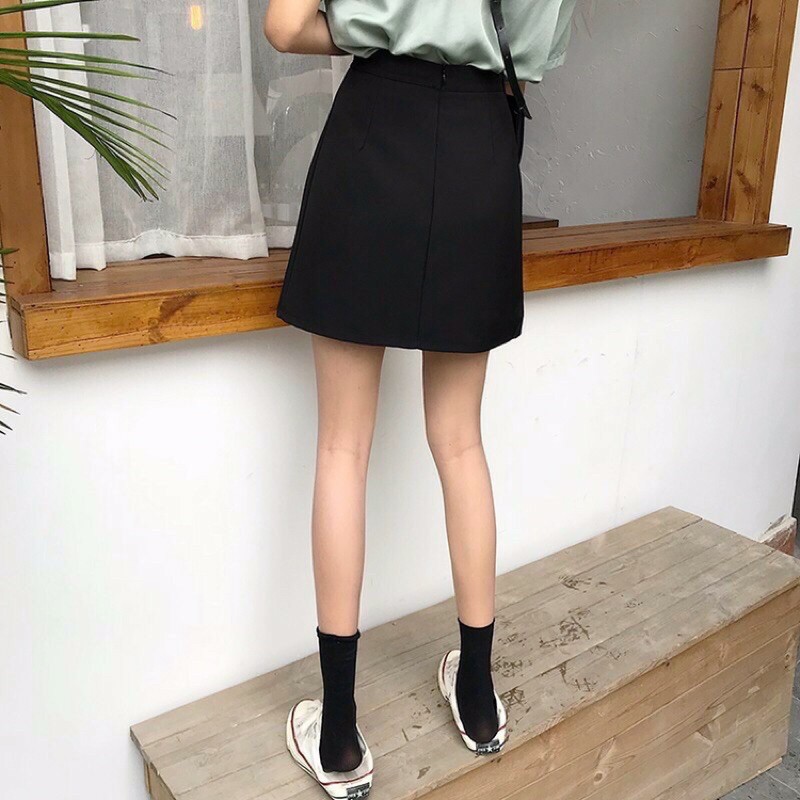 CHÂN VÁY NGẮN CHỮ A XẺ TRƯỚC