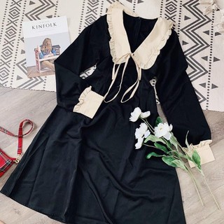VÁY MIDI CỔ SEN PHỐI BÈO (KHÁCH IB TRƯỚC KHI MUA GIÚP SHOP Ạ)