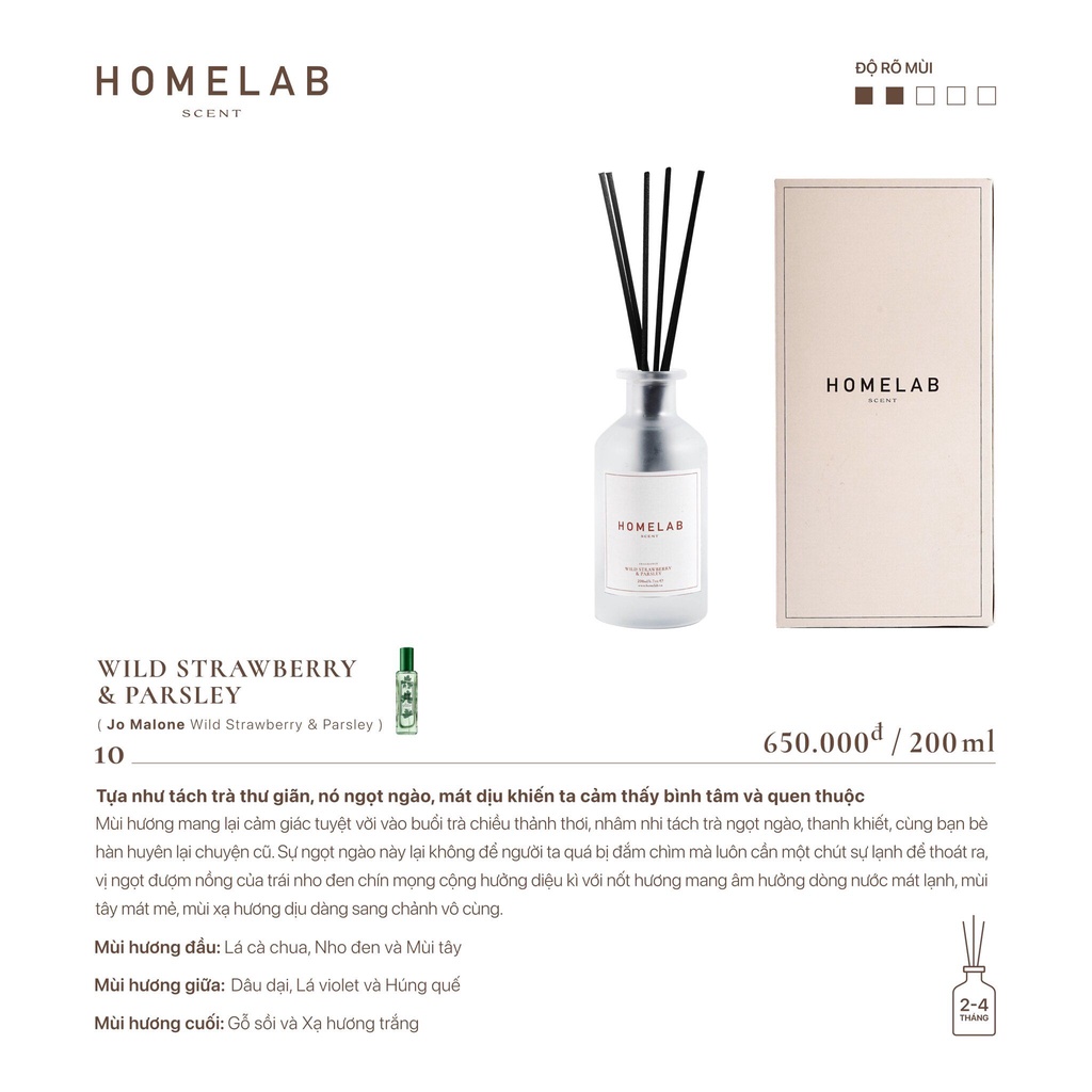 Nước hoa thơm phòng mùi hương WILD STRAWBERRY - JO MALONE, tinh dầu khuếch tán 200ml_XETHOM