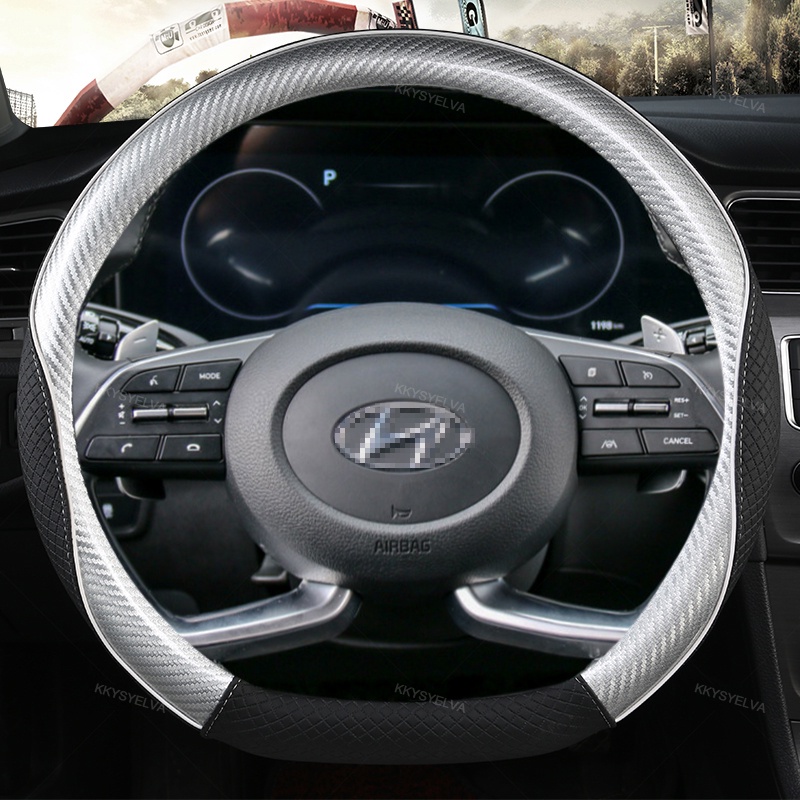 Vỏ Bọc Vô Lăng Xe Hơi Bằng Sợi Carbon Hình Chữ D Cho Hyundai Tucson IX35 2021 NX4 Elantra 7th Sonata10th 2020 2021
